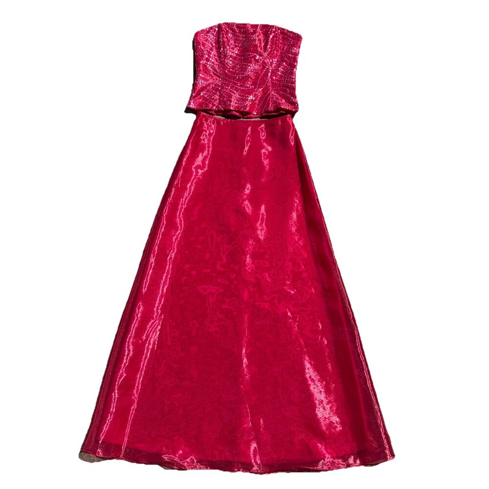 Jessica McClintock Gunne Sax Strapless Gown 2peice Skirt Sequins Formal Vintage